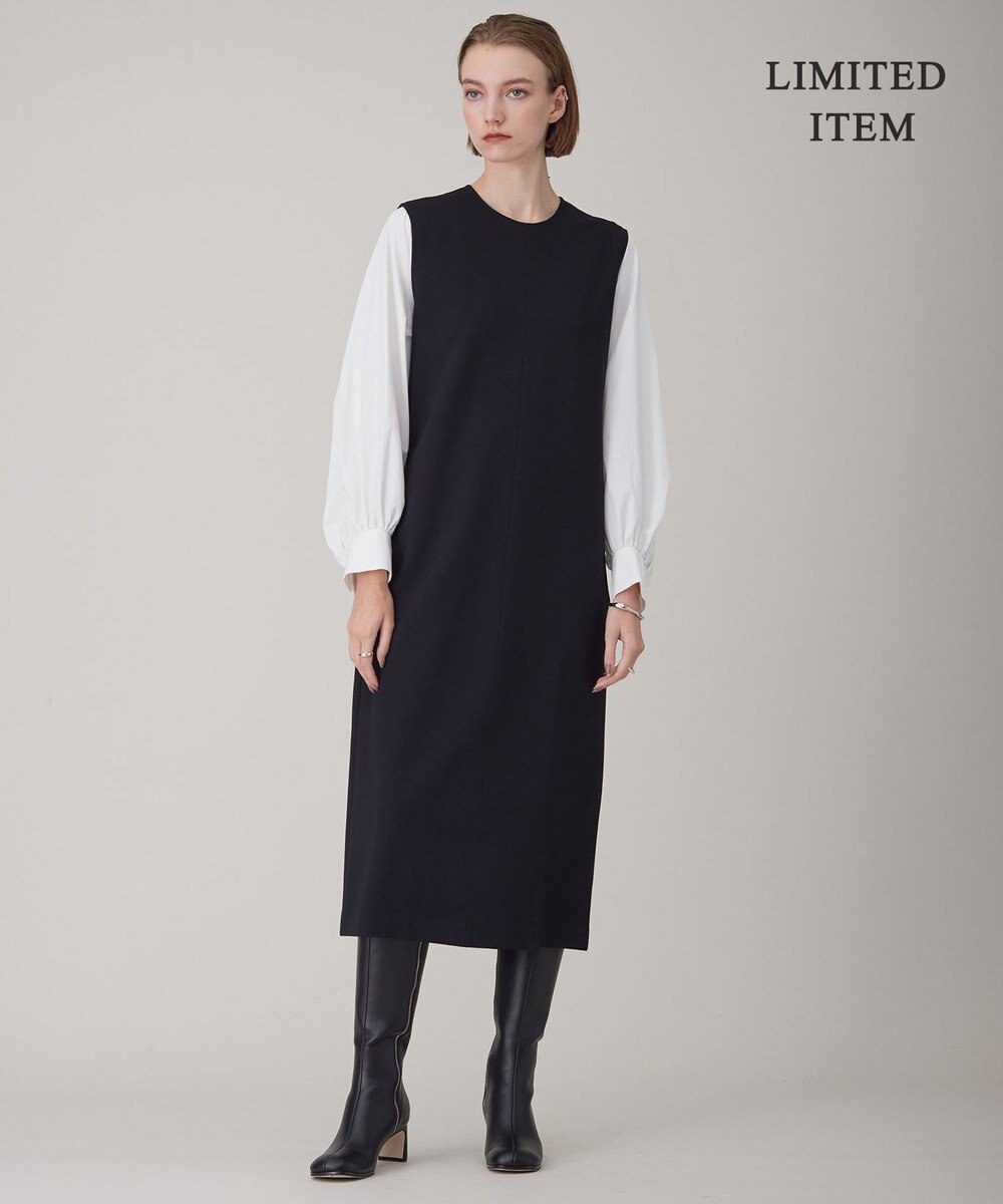 ICB L 【WEB限定・洗える】ストレッチポンチ ドッキングワンピース 