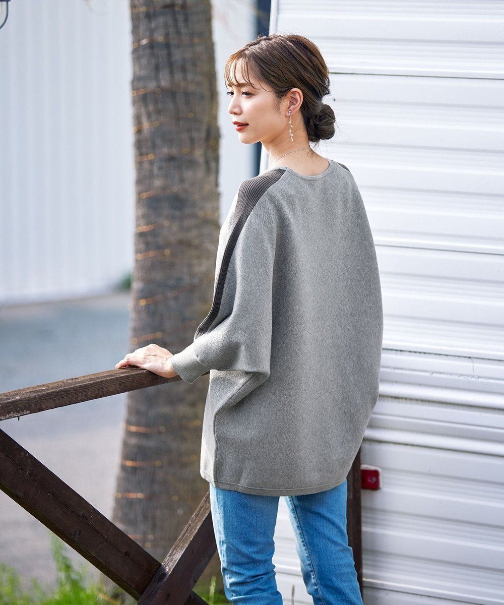 Tiaclasse 【洗える】配色ドルマンニットチュニック 