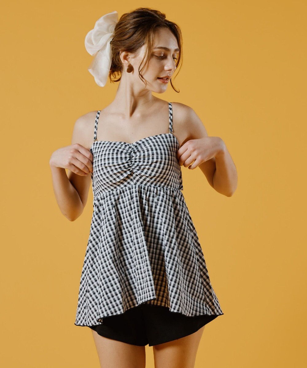 San-ai Resort（三愛水着楽園） 【WEB限定】ペプラムチェック3点セット【Beach Queen（ビーチクイーン）】 