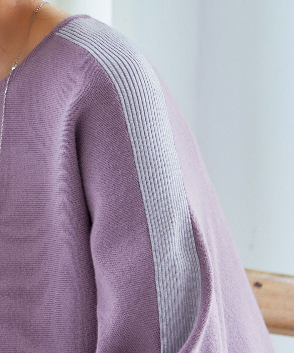 Tiaclasse 【洗える】配色ドルマンニットチュニック 