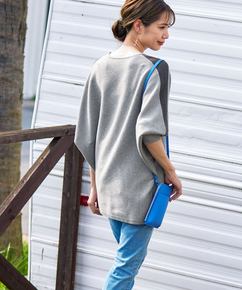 Tiaclasse 【洗える】配色ドルマンニットチュニック 