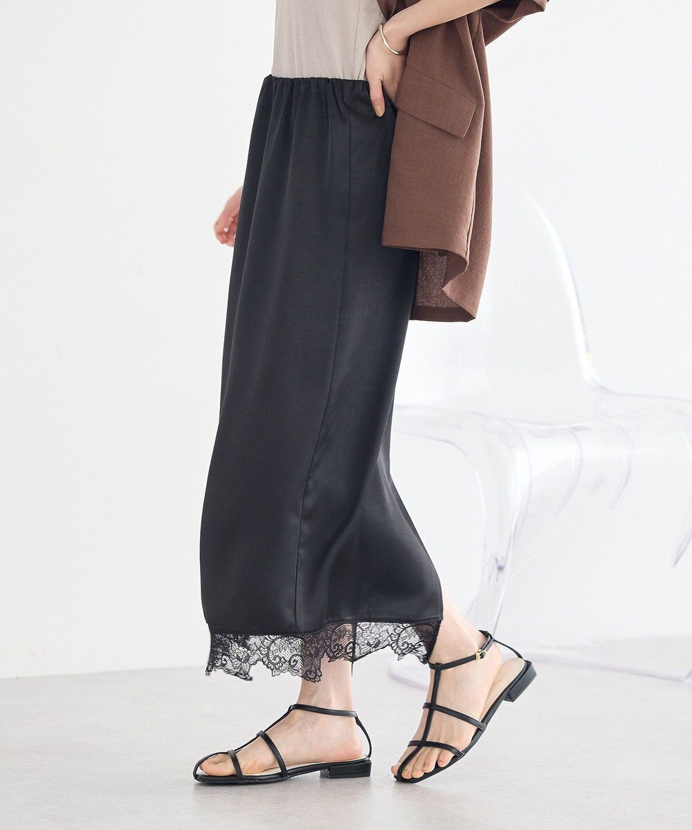 earth music&ecology サテンレーススカート 