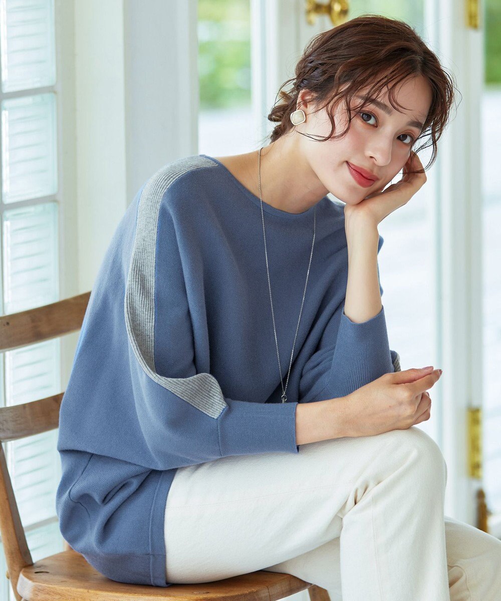 Tiaclasse 【洗える】配色ドルマンニットチュニック 