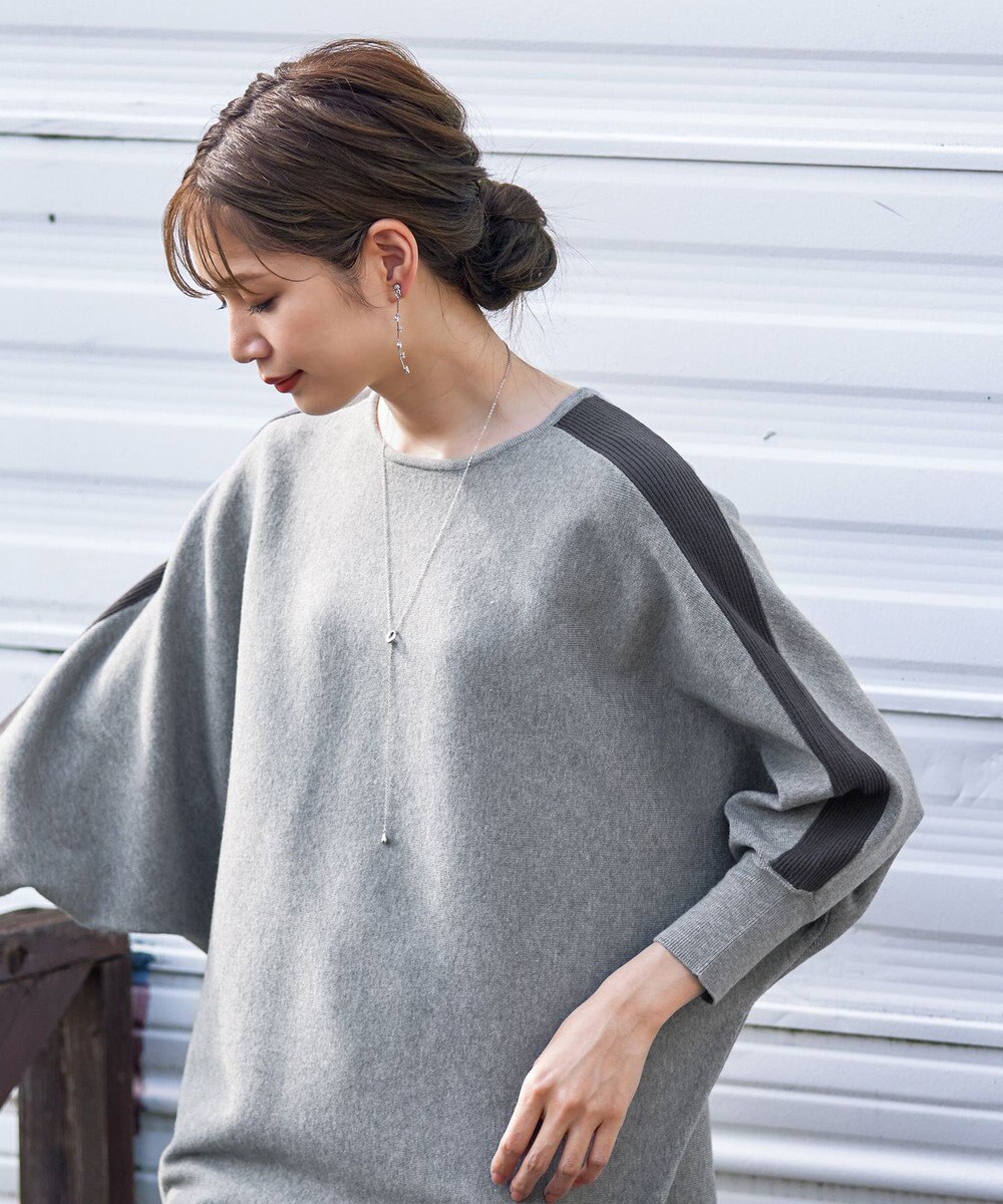 Tiaclasse 【洗える】配色ドルマンニットチュニック 