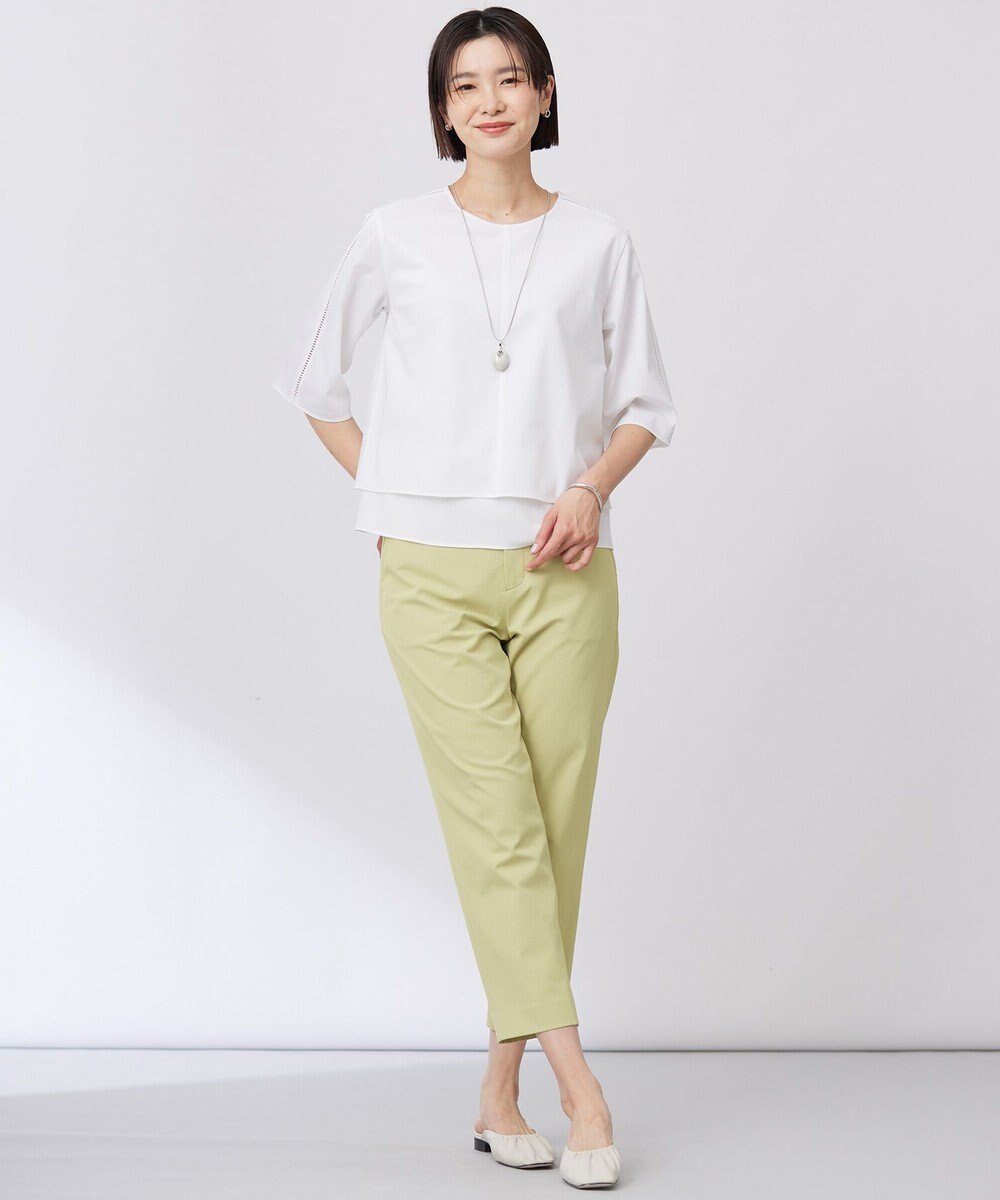 J.PRESS LADIES L 【洗える・接触冷感・UVケア・吸水速乾・防透け】麻シェルドライ テーパード パンツ 