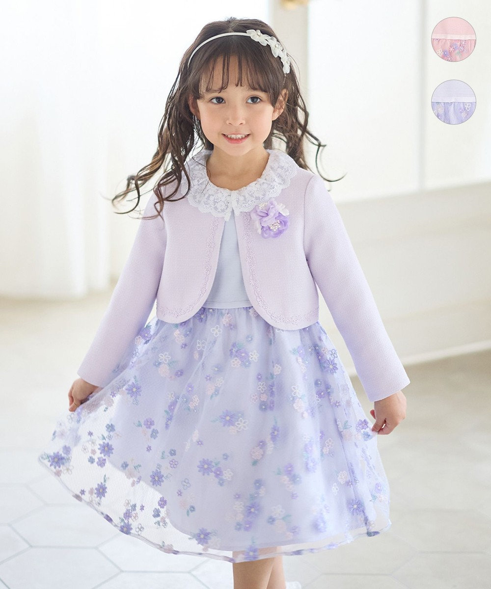 ANY KIDS 花柄刺繍ワンピース 