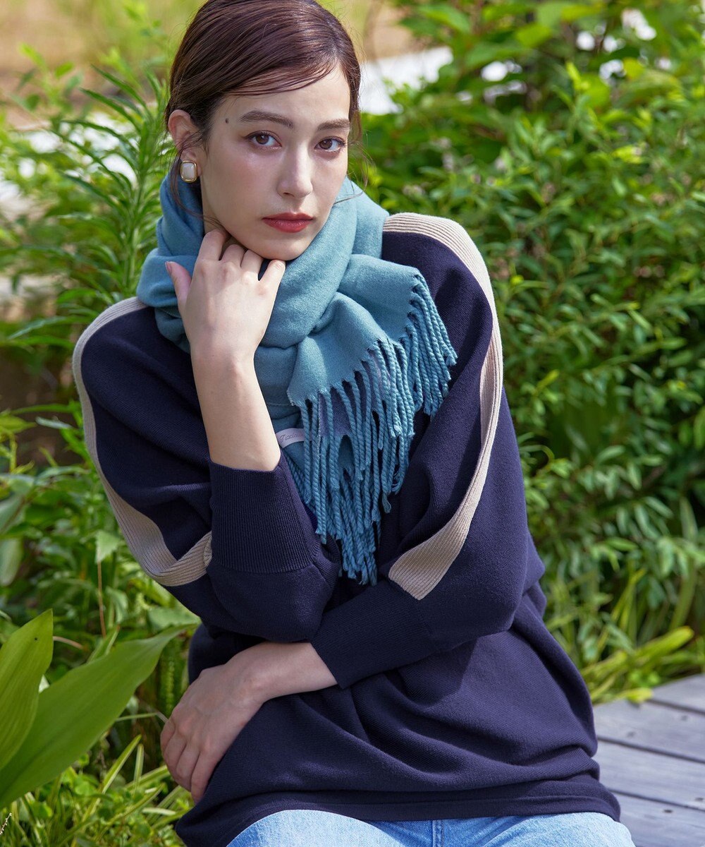 Tiaclasse 【洗える】配色ドルマンニットチュニック 