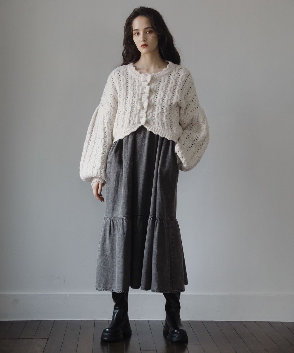 Green Parks ■ＥＳＣＡＲ　リボンボタンクロップドカーディガ 