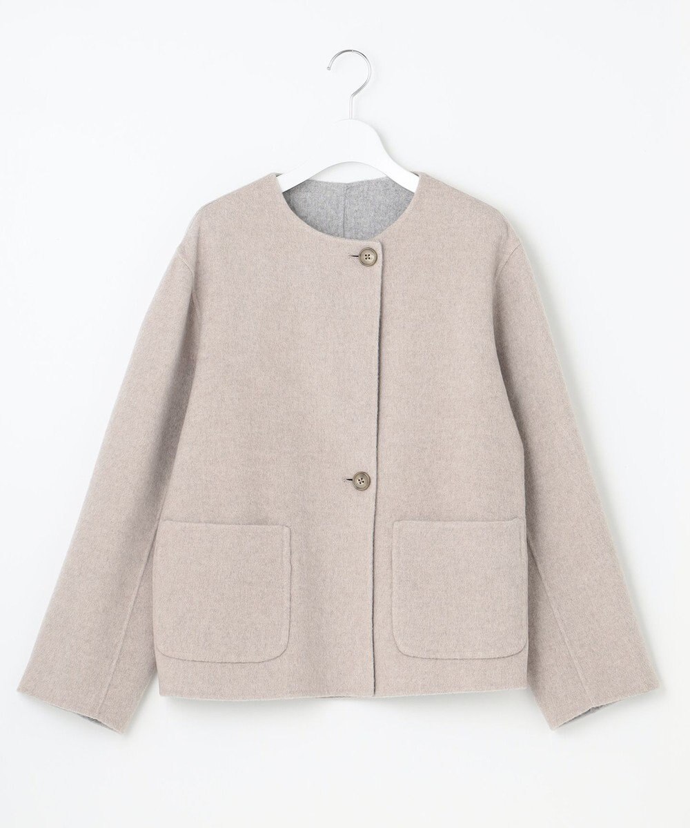 J.PRESS LADIES 【リバーシブル】ウールナイロン リバー ノーカラー ショートコート 