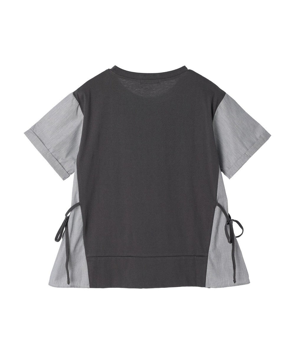 Green Parks 脇リボン５分袖布帛ドッキングプルオーバー 