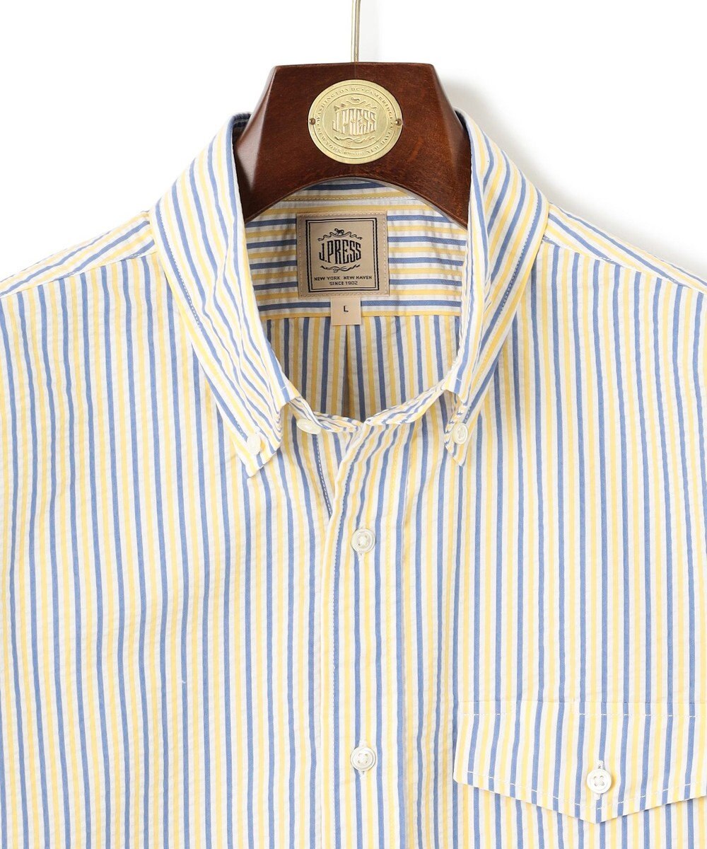 J.PRESS MEN 風が通るシアサッカーの清涼感【吸水速乾 / 高通気性】【クールマックス】サッカーストライプ シャツ / B.D. 