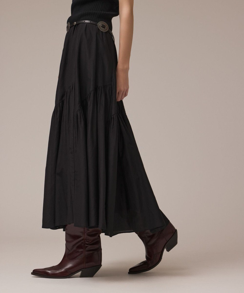 GRACE CONTINENTAL コットンシルクティアードスカート 