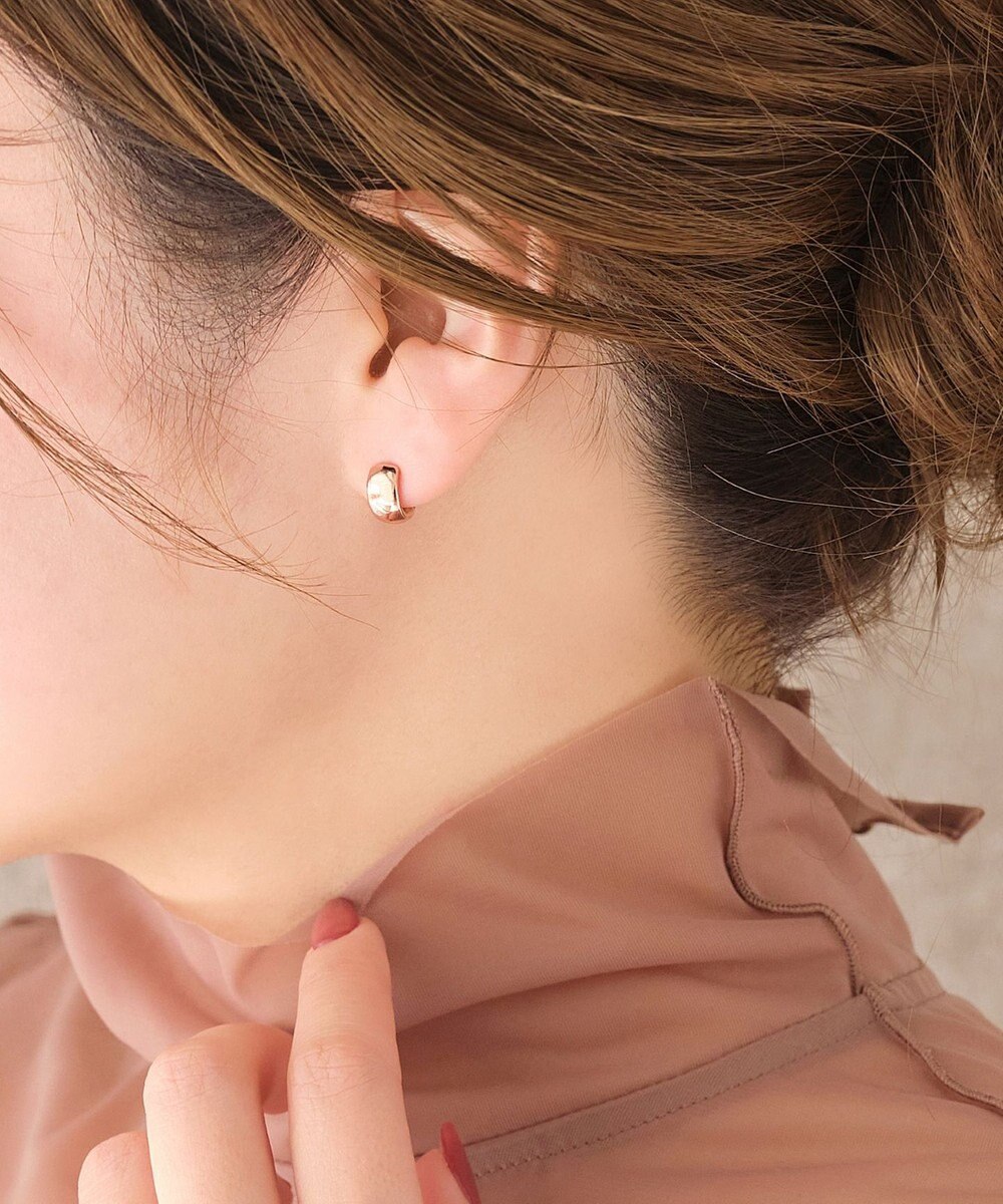 Phoebe 【痛くないシリーズ/金属アレルギー対応】モードミニマルフープライトフィットイヤリング　ローズゴールド 