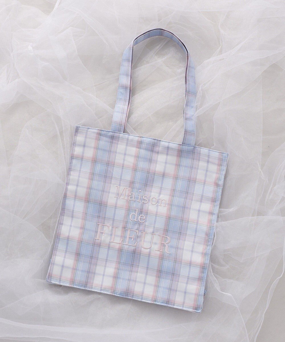 Maison de FLEUR ブランドロゴ刺繍チェックスクエアトート 