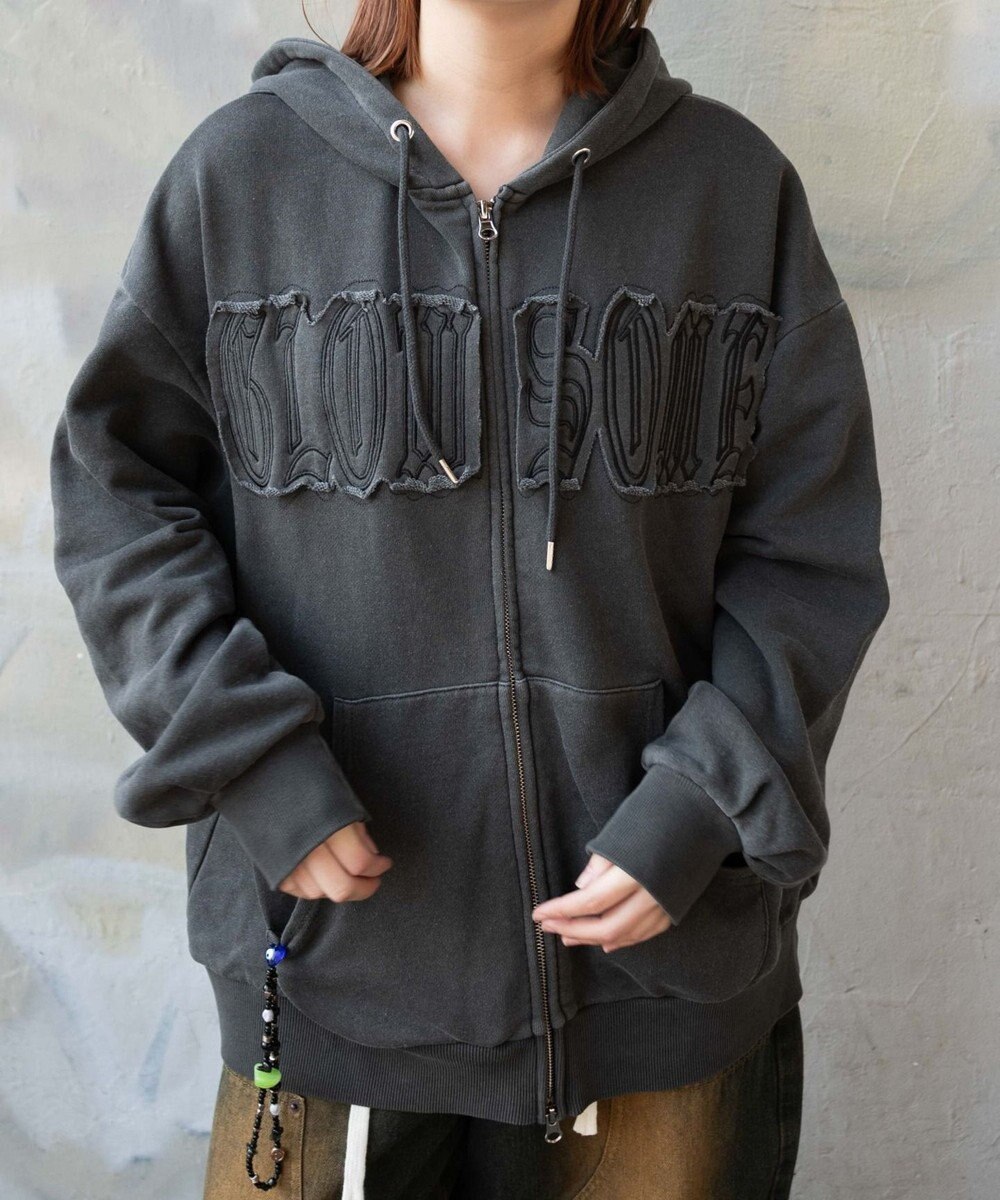 WEGO ヴィンテージウォッシュパッチワークBIGZIPパーカー 