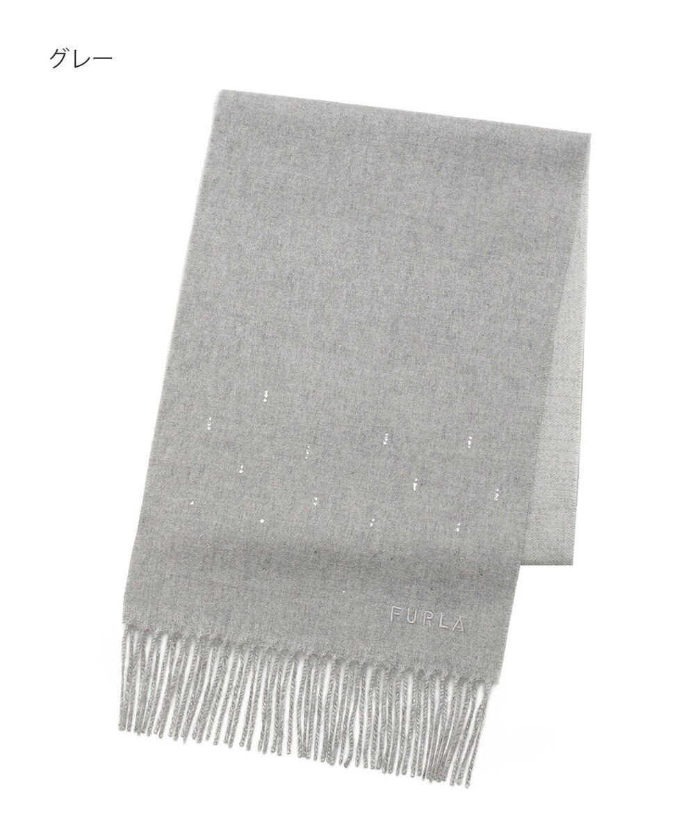 MOONBAT 【洗える】FURLA カシミヤ混ラメ入りラインストーンストールマフラー／幅30cm 