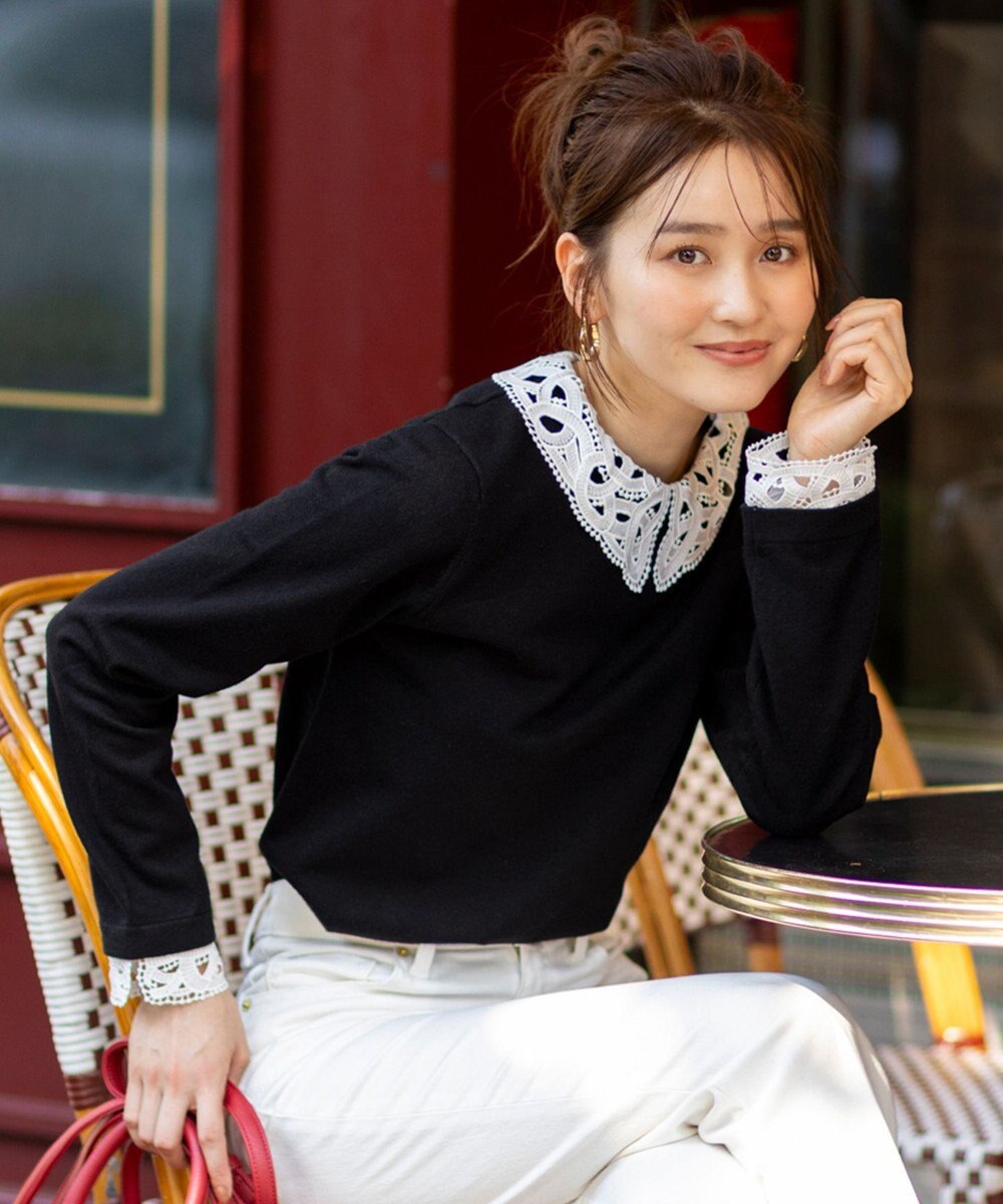 ANY SIS S レース襟 ニット 