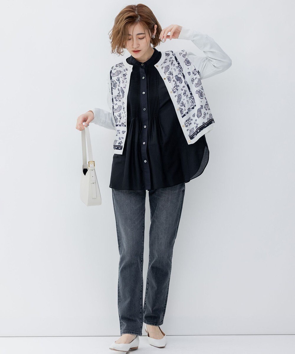 23区 スカーフパネルプリント カーディガン 