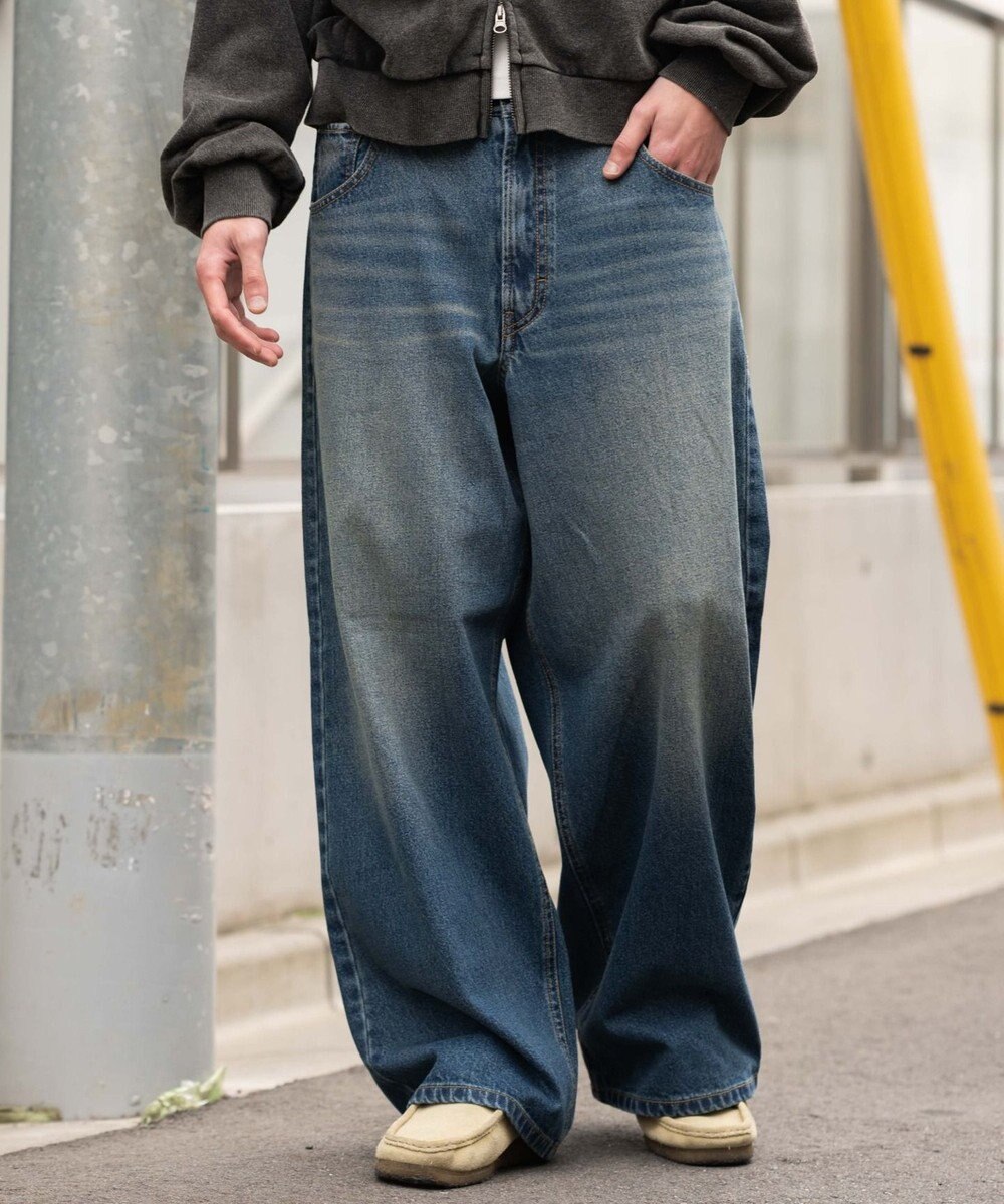 WEGO 【SMLサイズ展開】エクストラバギーデニムパンツ 
