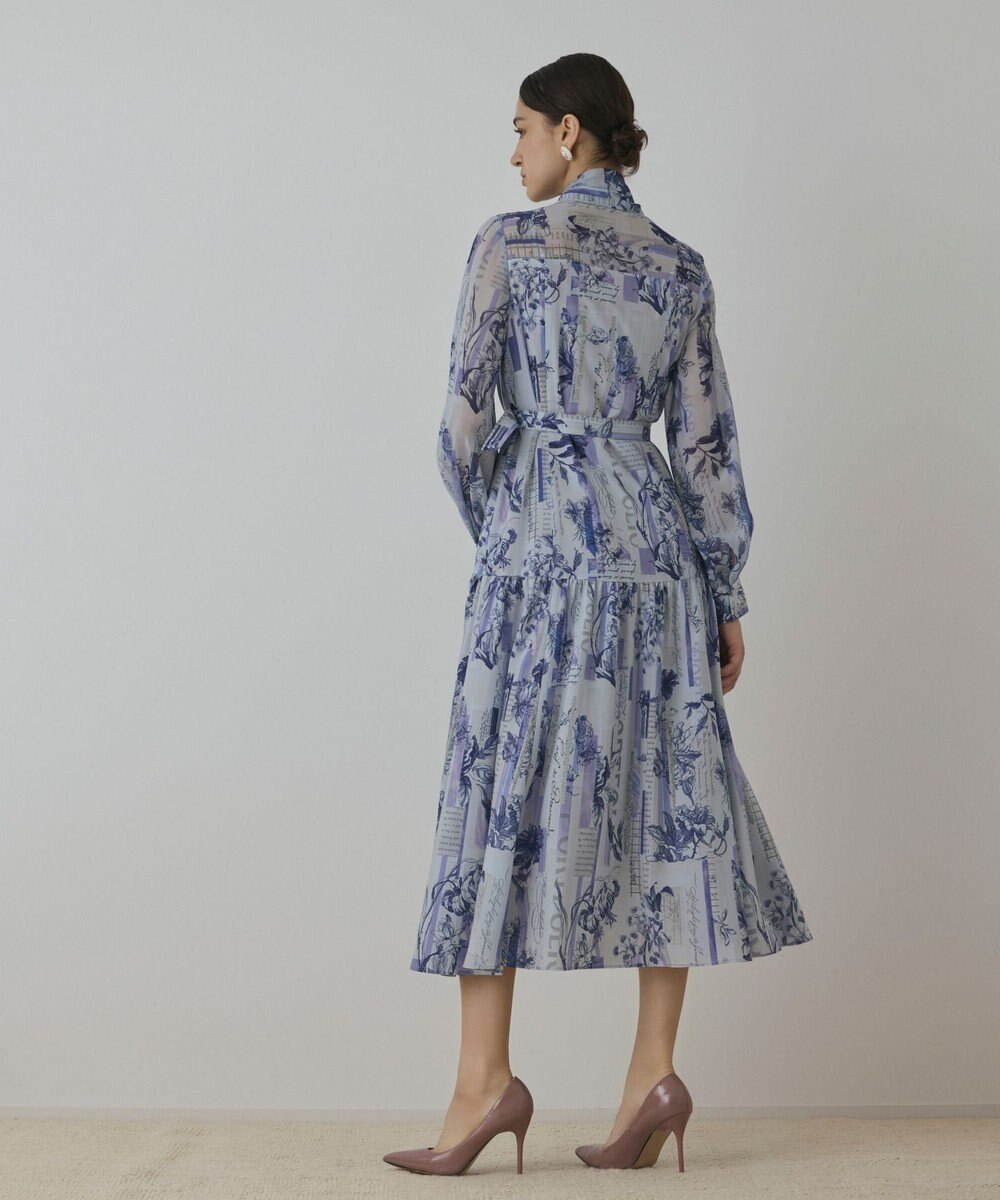 GRACE CONTINENTAL ロゴフラワ－プリントボウタイワンピース 