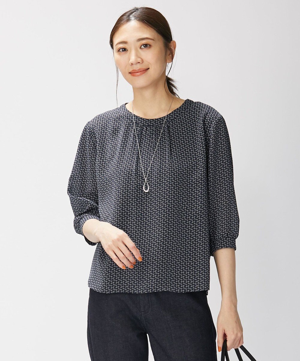 J.PRESS LADIES L スクエアプリント カットソー ネイビー系5