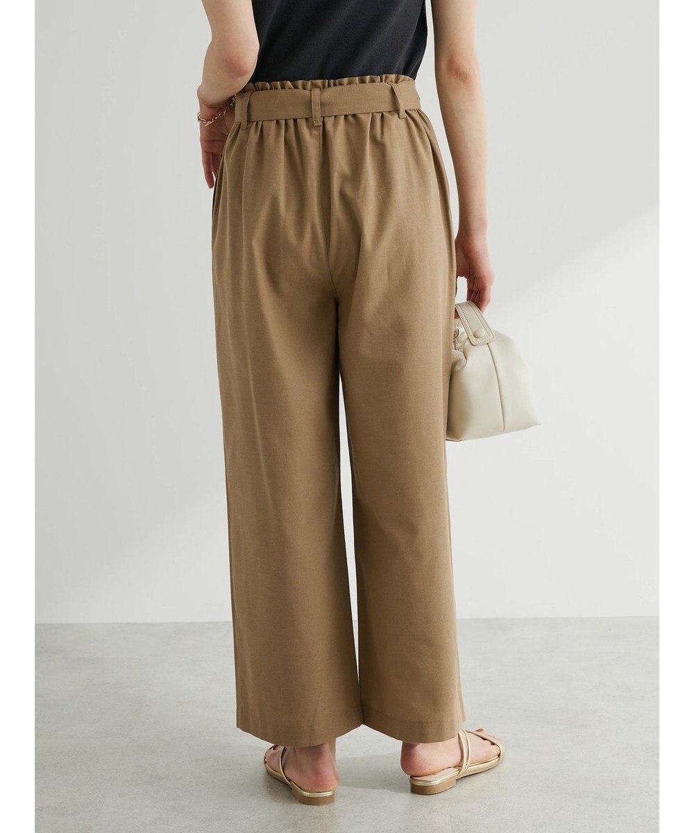 Green Parks 綿麻混リボン付ワイドパンツ 
