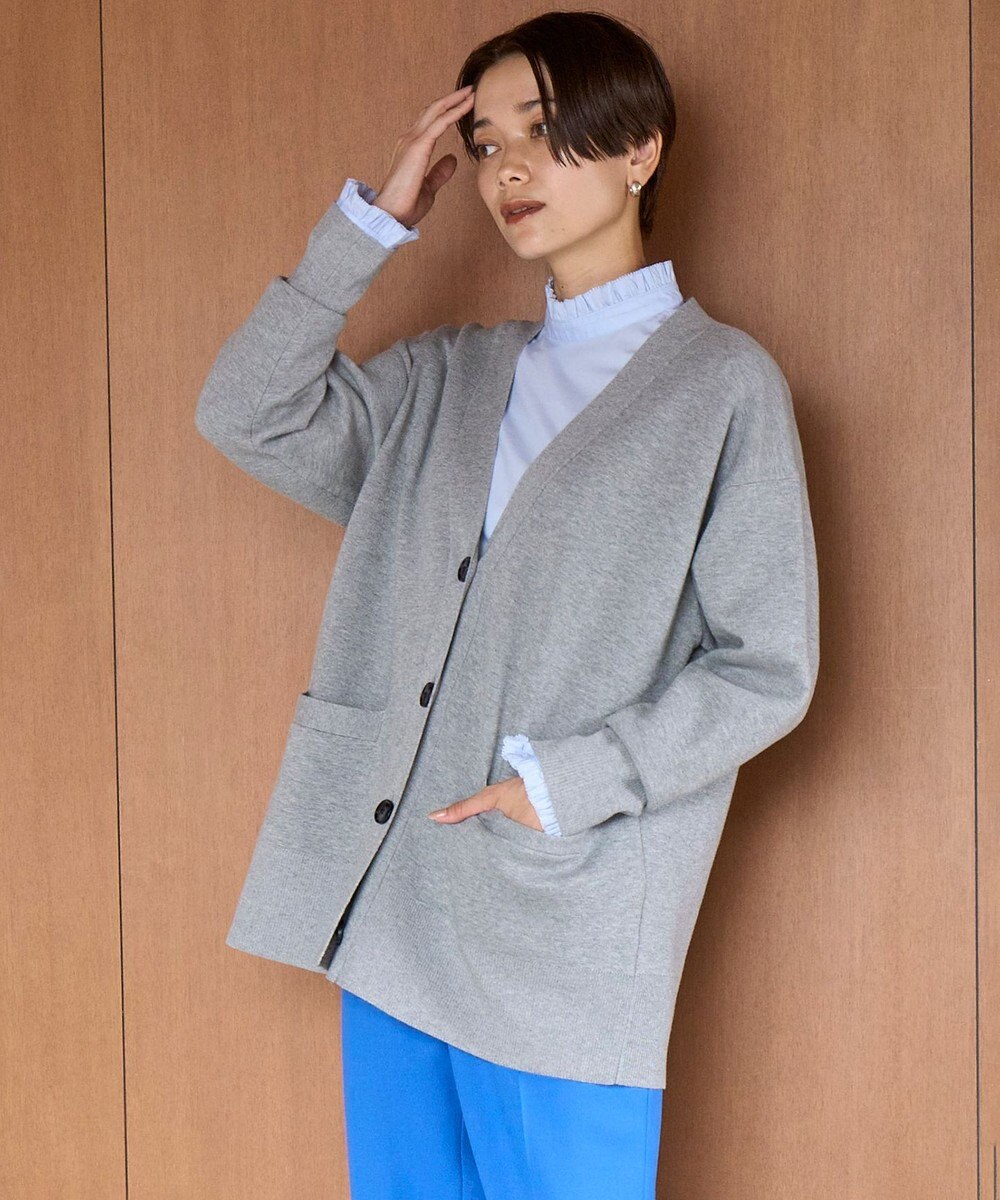 UNFILO イージーケア フリルネック シャツ 