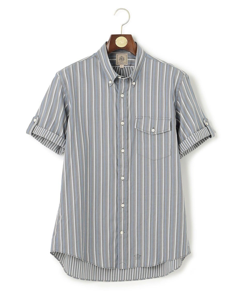 J.PRESS MEN オーガニックコットンダブルチューブマルチストライプシャツ 