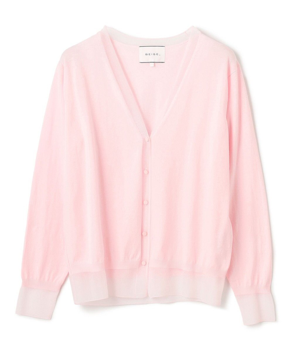 BEIGE， 【洗える】JULIE / シルク混シアーVネックカーディガン 