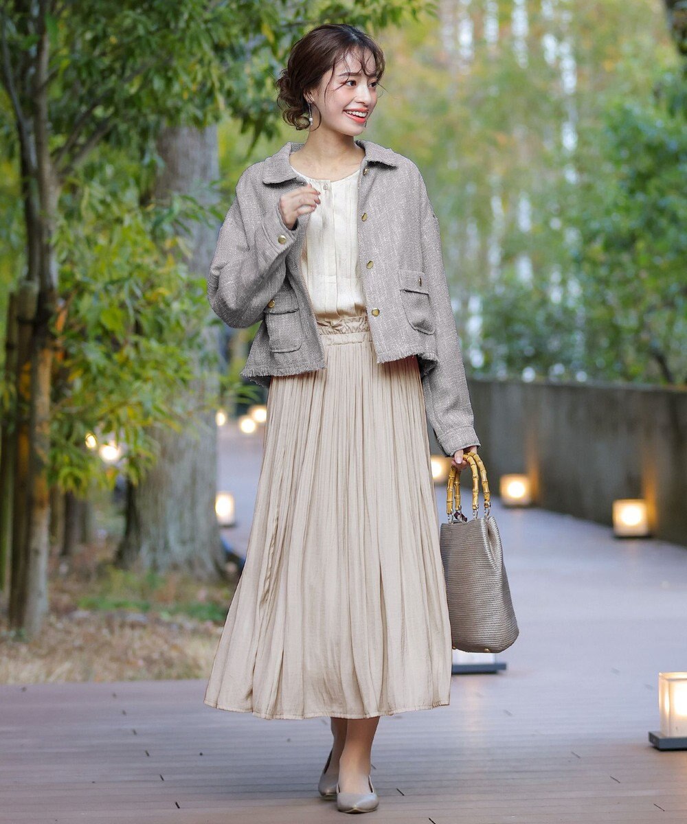 Tiaclasse 【安田美沙子さん着用・洗える】ヴィンテージサテンプリーツスカート 