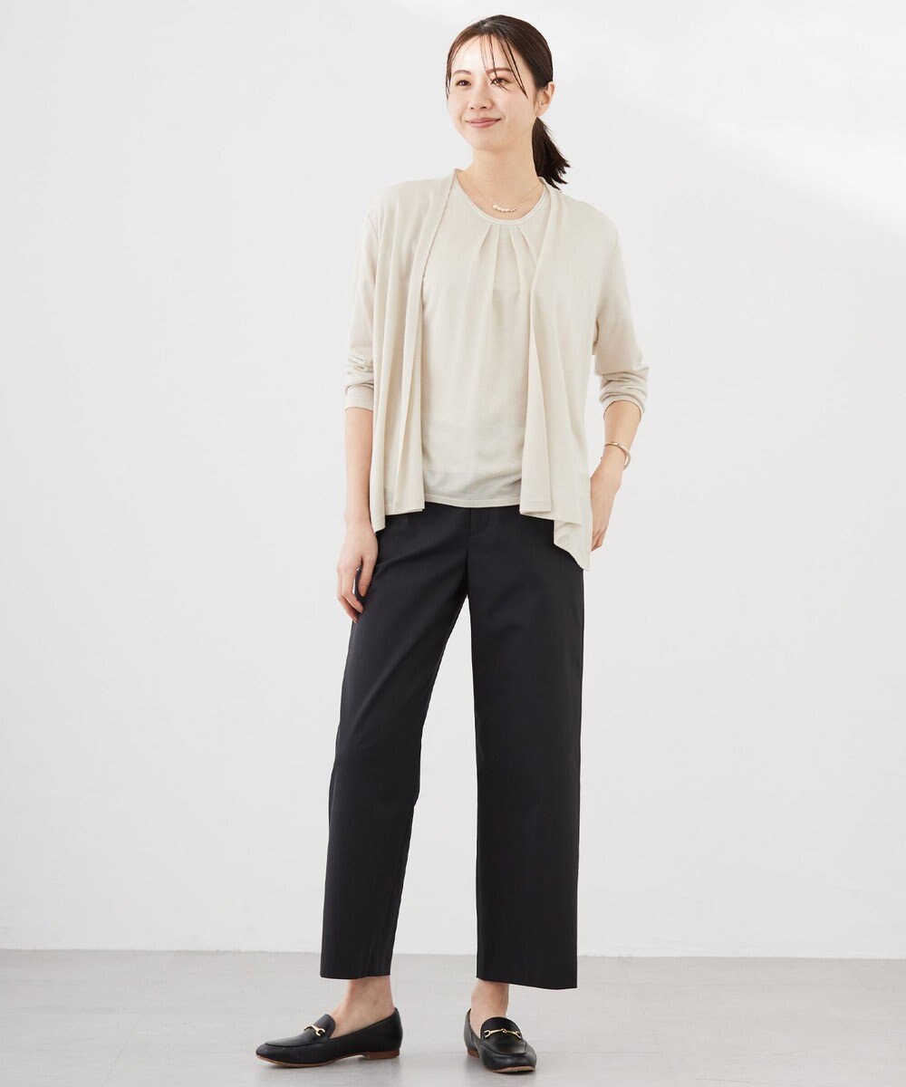 J.PRESS LADIES 【着丈が選べる・セットアップ対応・洗える・撥水・防汚】コットンFITTYシャーク ワイド アンクル パンツ 