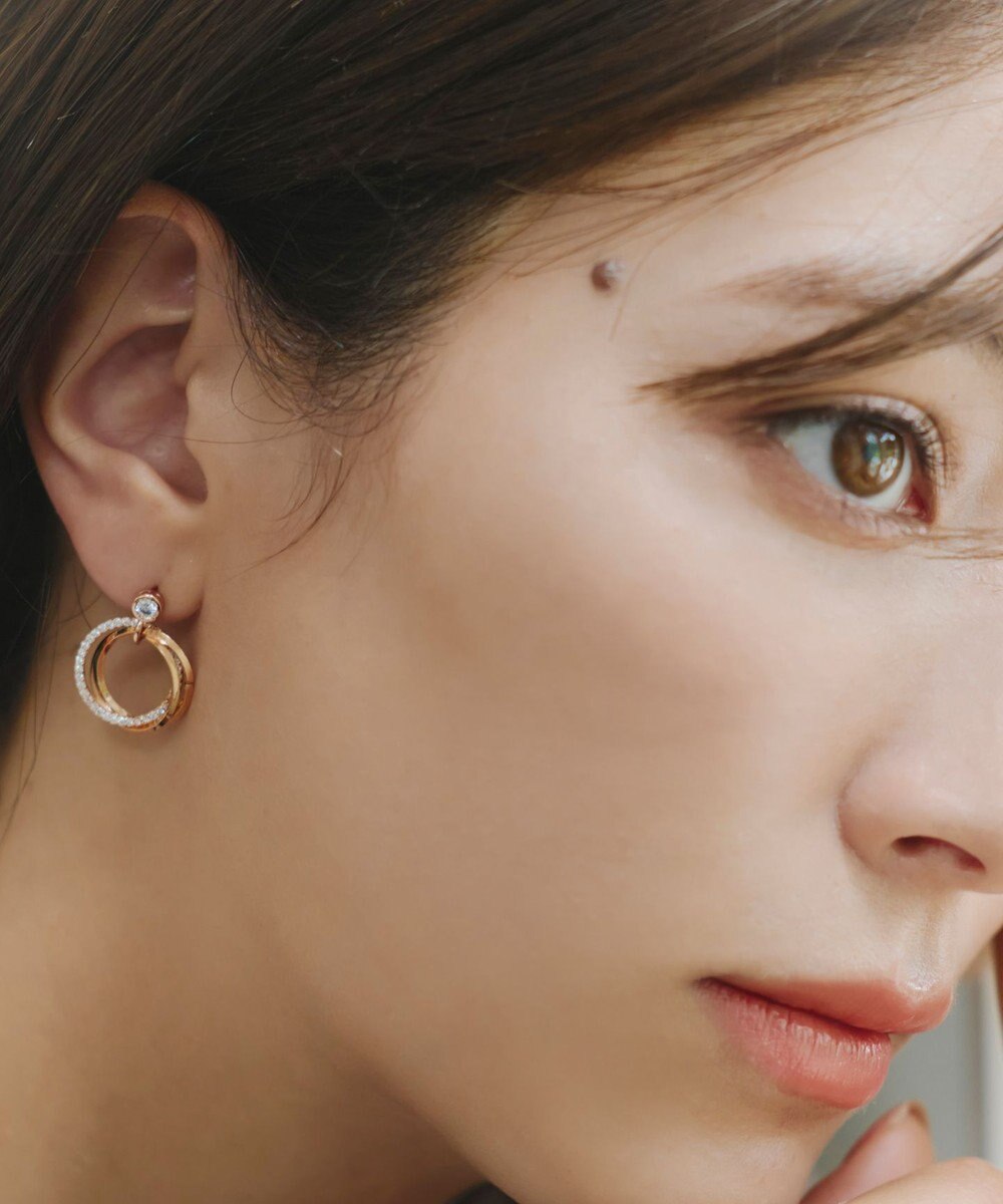 Tiaclasse 【金属アレルギー対応】　ストーンフープバインドピアス 