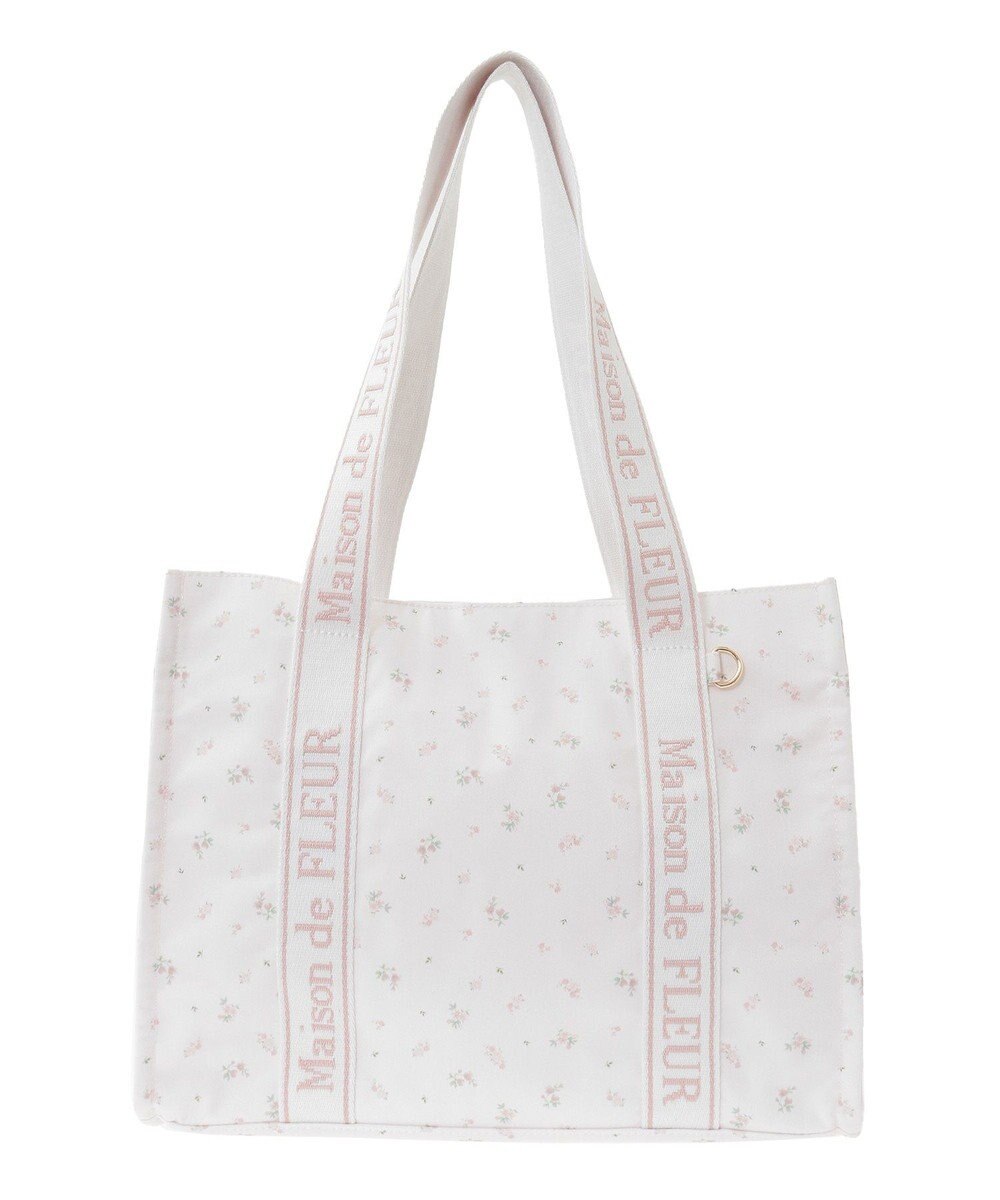 Maison de FLEUR ピンクマニアフラワープリントトートバッグ 