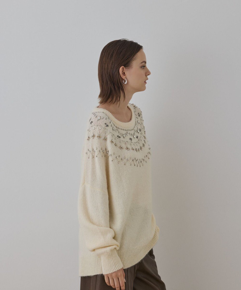 GRACE CONTINENTAL フェアアイル刺繍ニットトップ 