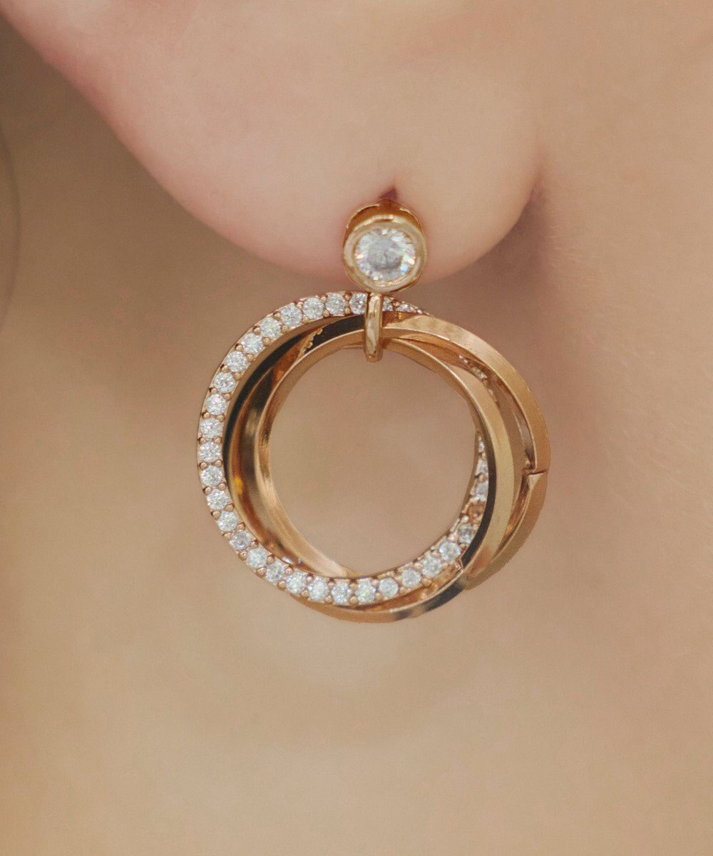 Tiaclasse 【金属アレルギー対応】　ストーンフープバインドピアス 