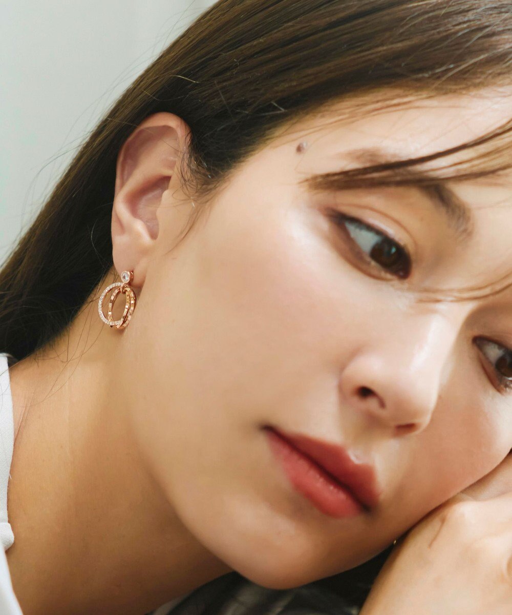 Tiaclasse 【金属アレルギー対応】　ストーンフープバインドピアス 