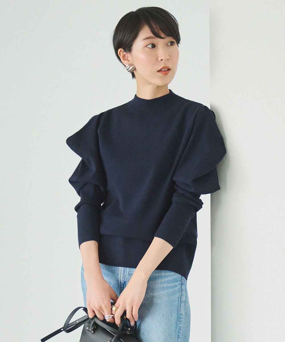 #Newans 【洗える】スクエアショルダーポイントニット 