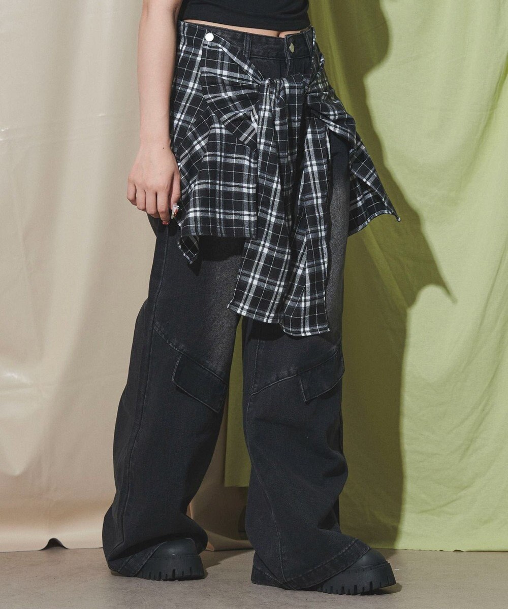 WEGO フェイクシャツスリーブデニム 