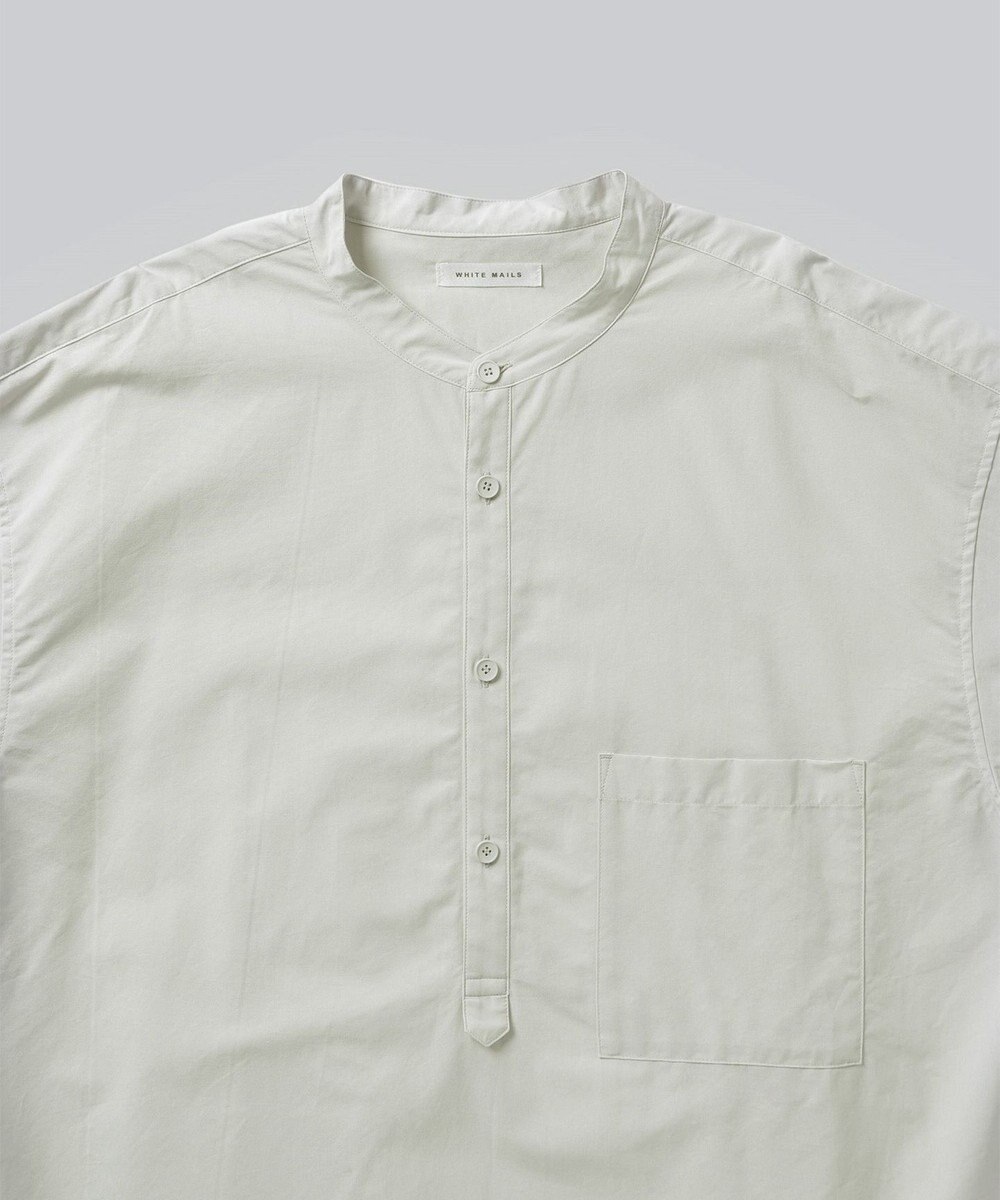 WHITE MAILS 【UNISEX】COTTON PAPER POPLIN BAND COLLAR PULLOVER シャツ 