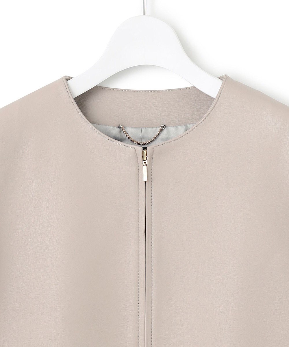 23区 ラムレザー ノーカラー ブルゾン 