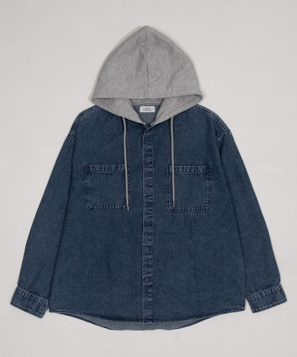 WEGO デニムフードシャツ（LS） 