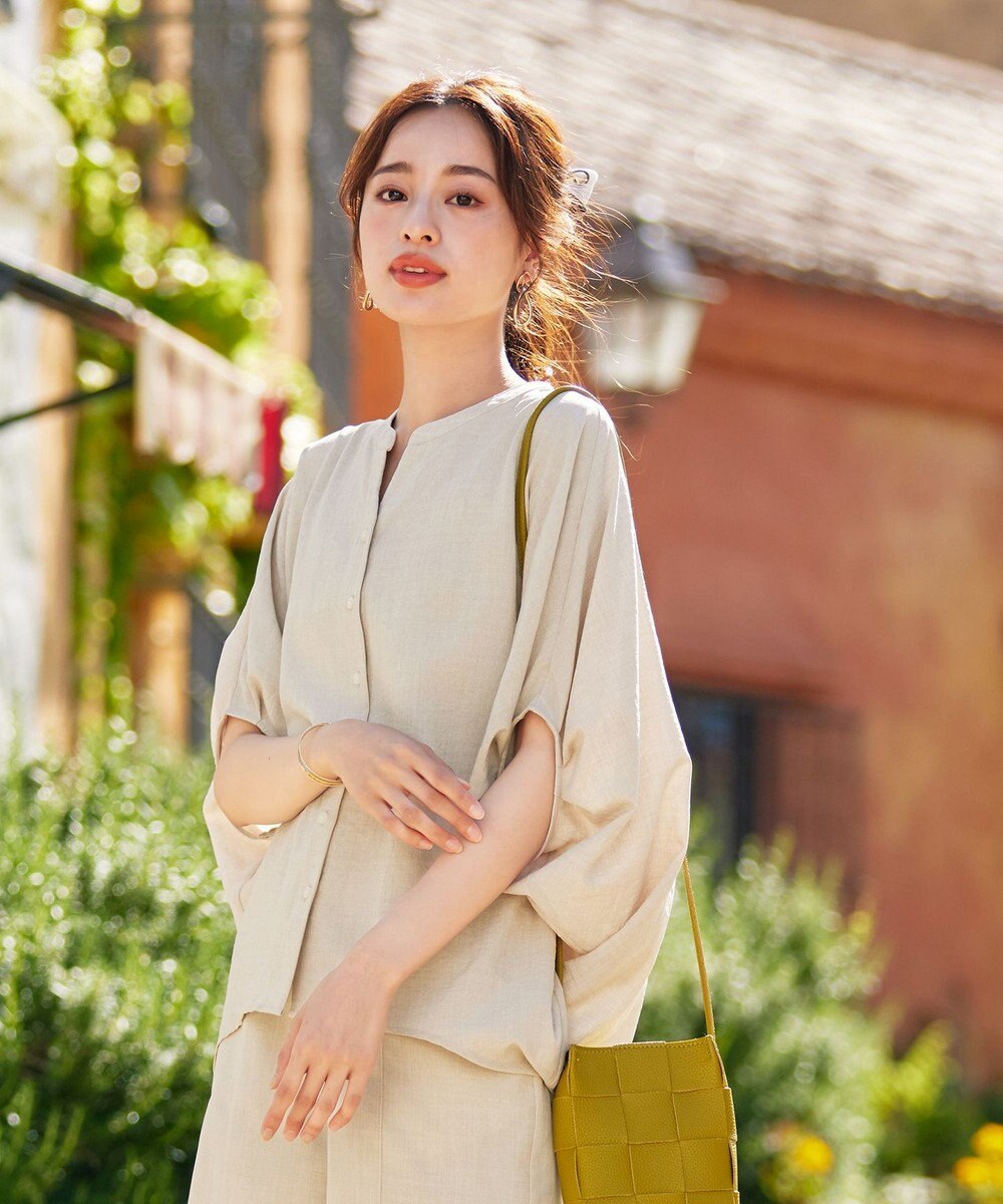 Tiaclasse 【洗える】麻調ドルマンタックシャツ 