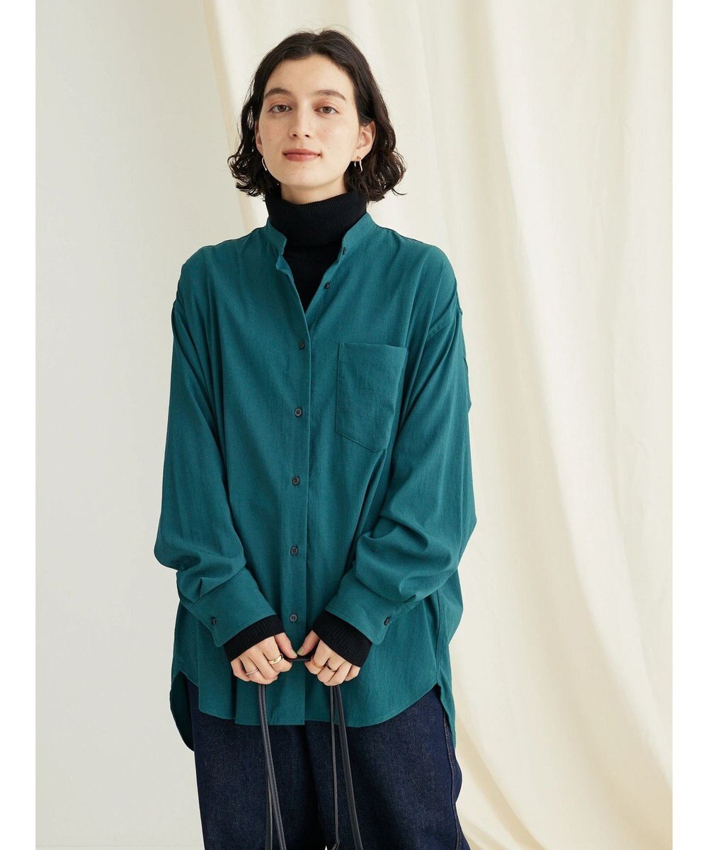 CRAFT STANDARD BOUTIQUE レーヨンデシンバンドカラーシャツ 