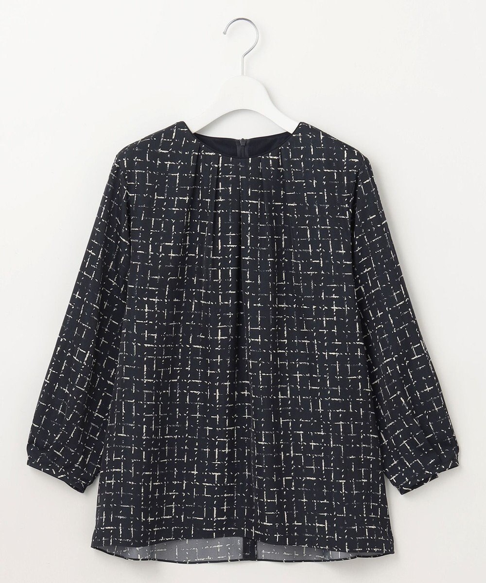 自由区 L 【セットアップ対応・洗える】スクラッチチェックプリント ブラウス 