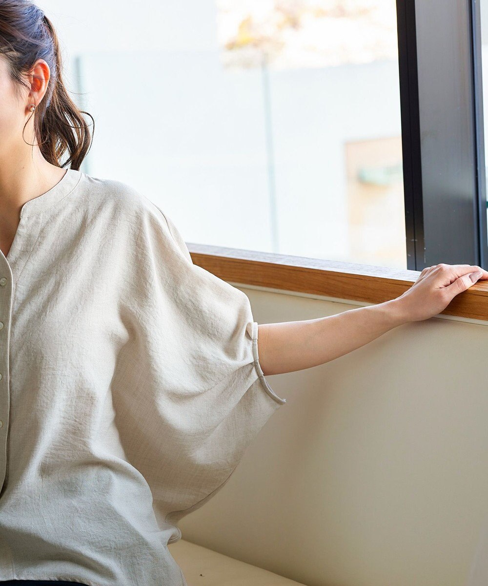 Tiaclasse 【洗える】麻調ドルマンタックシャツ 