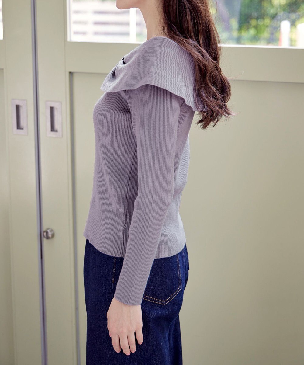 Tiaclasse リボン衿リブニットトップス 