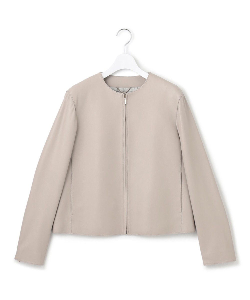 23区 ラムレザー ノーカラー ブルゾン 