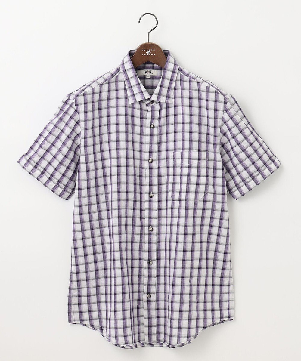 JOSEPH ABBOUD 【キングサイズ・サスティナブル】リヨセルリネンチェック 半袖シャツ 