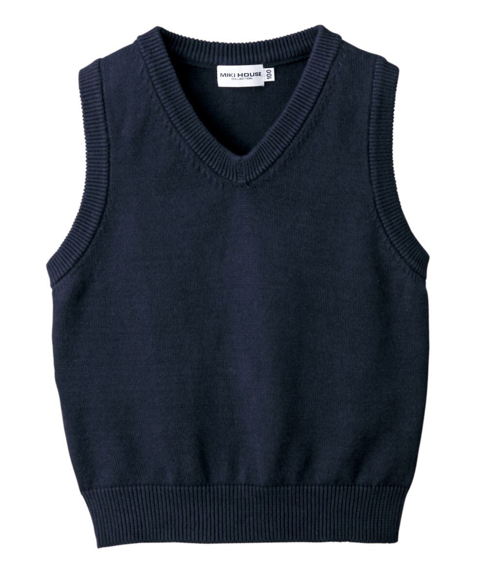 MIKI HOUSE HOT BISCUITS 【90-140cm】綿ニットVネックベスト(男の子用) 