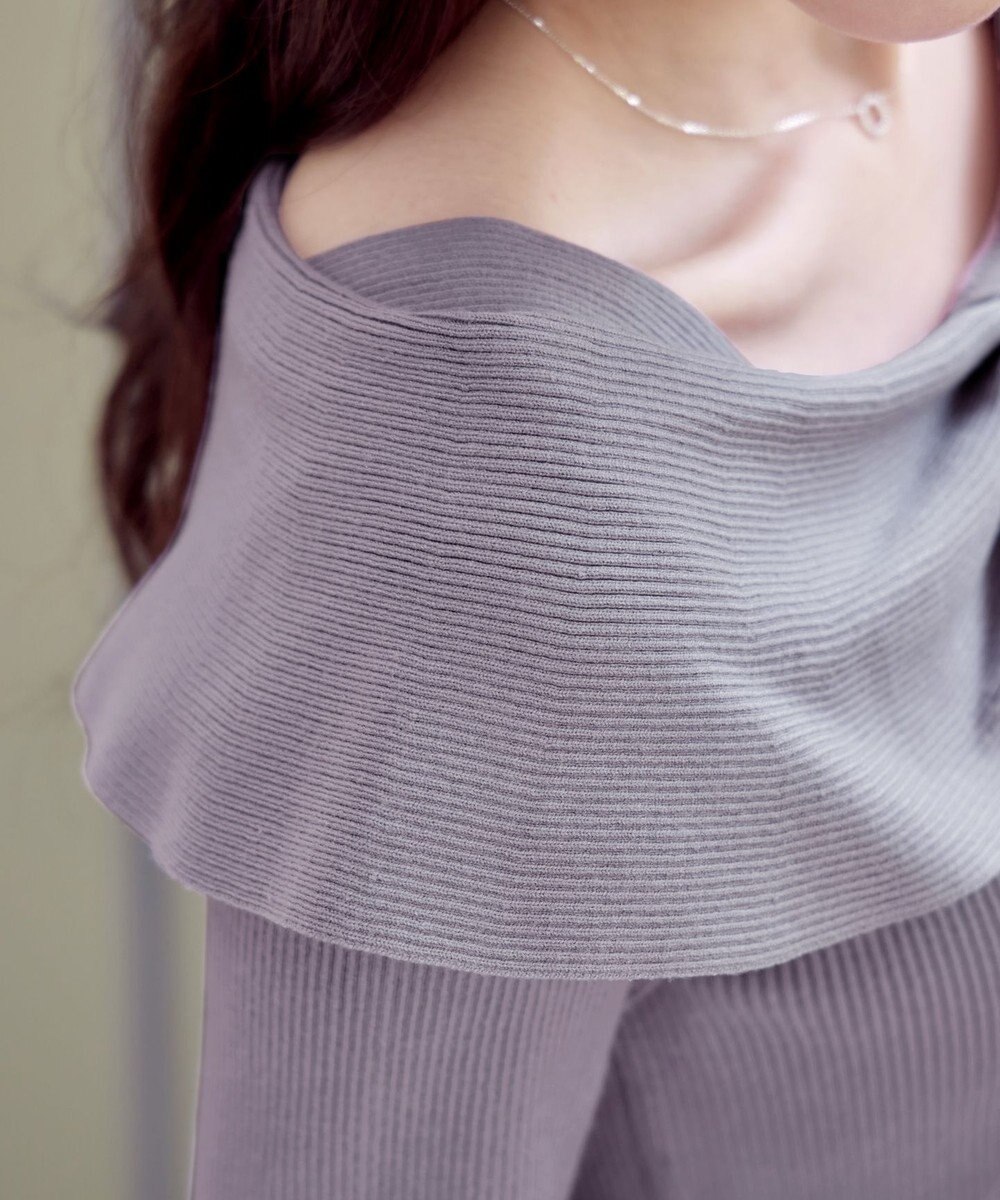 Tiaclasse リボン衿リブニットトップス 